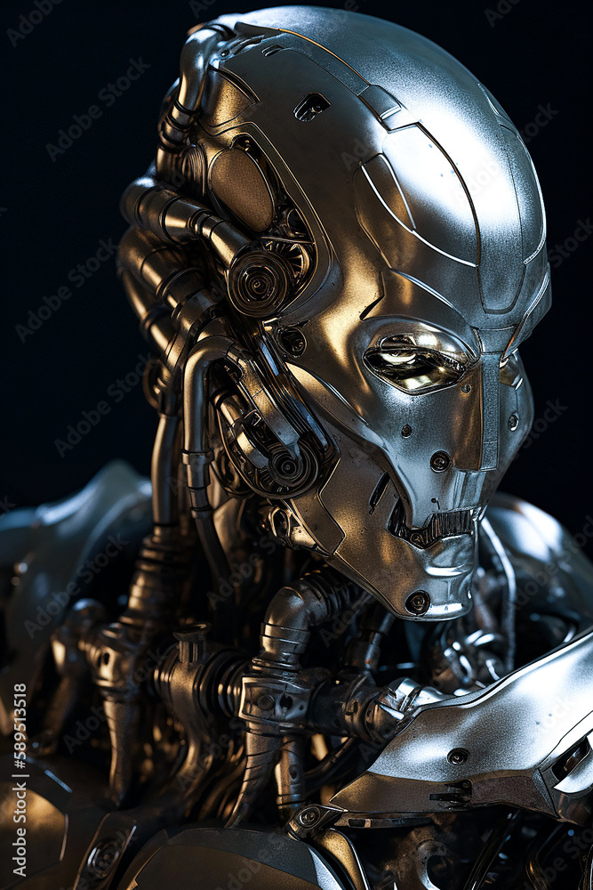 Cybernetic Creation, A Futuristic Robot Figure. Generative AI. Cybernetic Creation, A Futuristic Robot Figure. Generative AI.