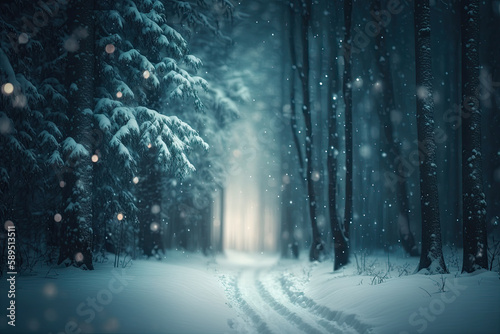 defocused of a winter landscape images background. template for designers. Generative AI