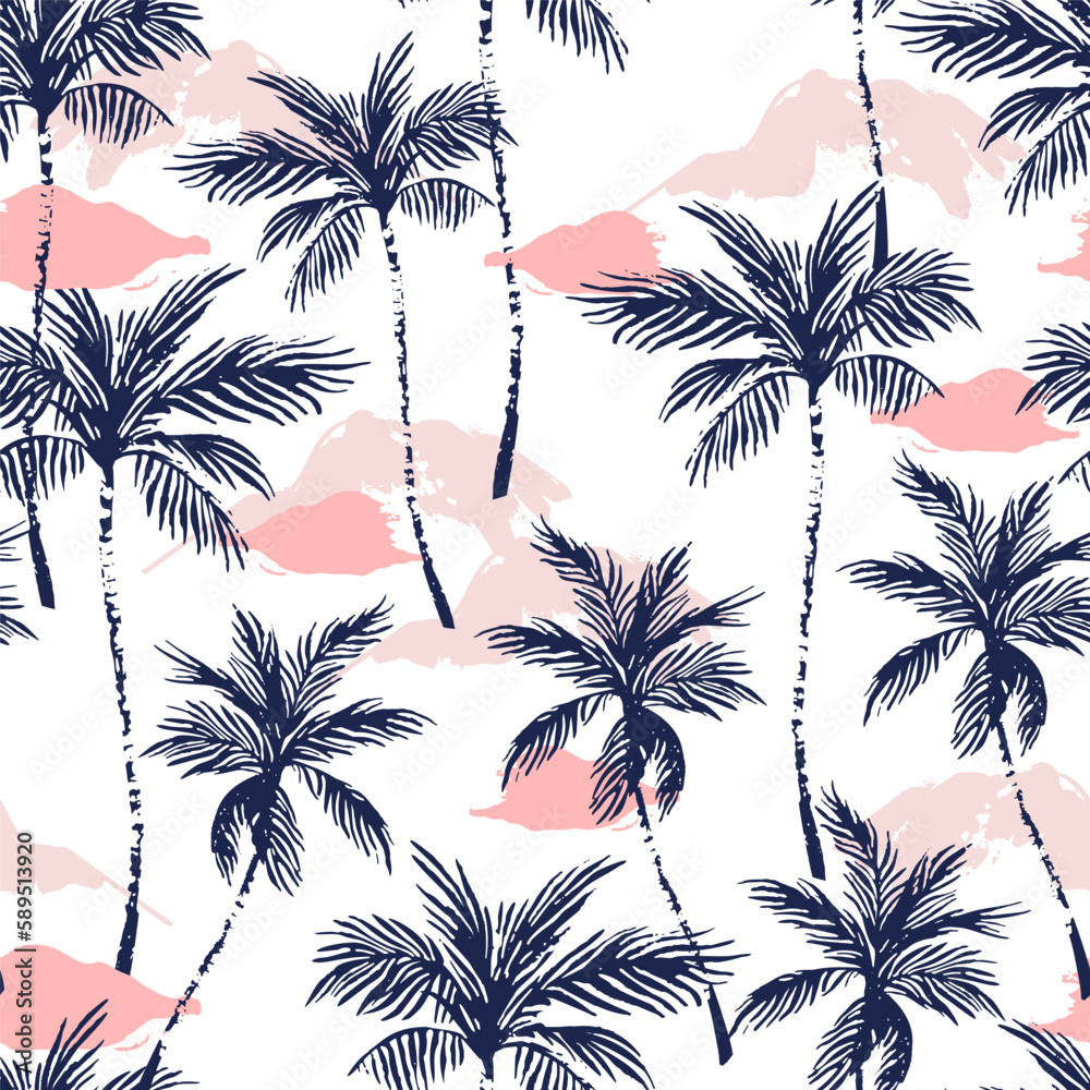 Abstract paradise island seamless pattern. Abstract paradise island seamless pattern.