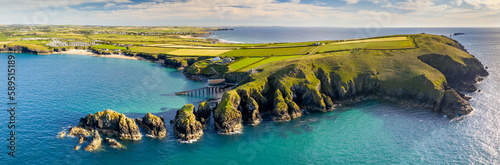 Aerial vista of Trevose Head, Padstow Lifeboat Station and Mother Iveys Bay, North Cornwall photo