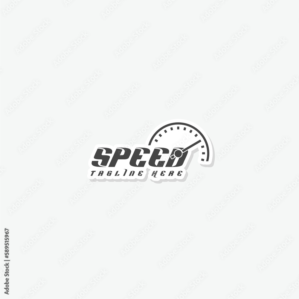 Fast acceleration odometer logo. Speedometer sticker icon Fast acceleration odometer logo. Speedometer sticker icon