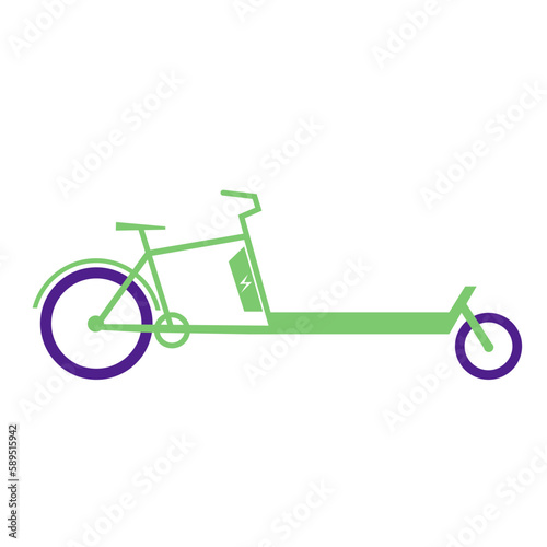 Electric cargo bike icon. Electro transport logo silhouete. Flat vector illustration