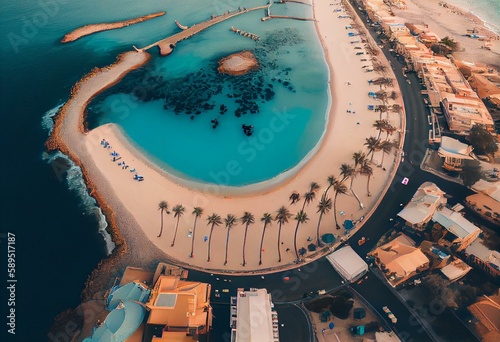 Fotografija Top view Jeddah city beach Saudi Arabia - Red Sea corniche View , Waterfront