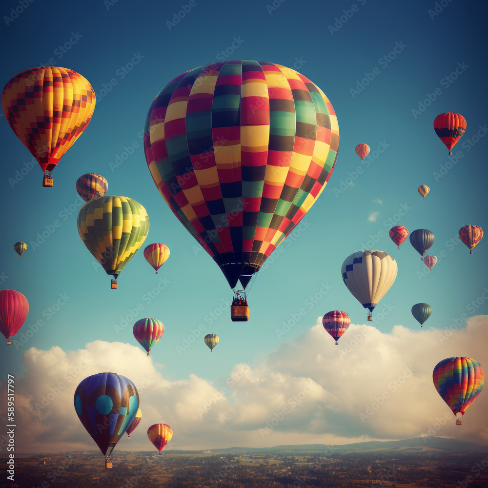 Fototapeta premium Air ballon background. Illustration AI Generative.