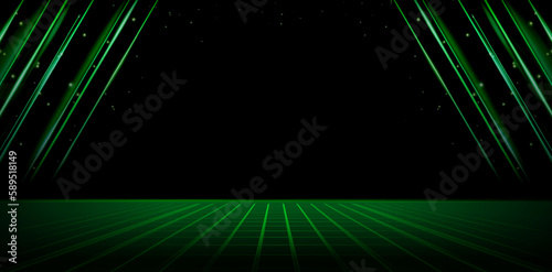 vector illustration stage dark green lines curtains for ecommerce signs retail shops, advertisement business agency, ads campaign marketing, email newsletter, landing page, header webs, backdrop space