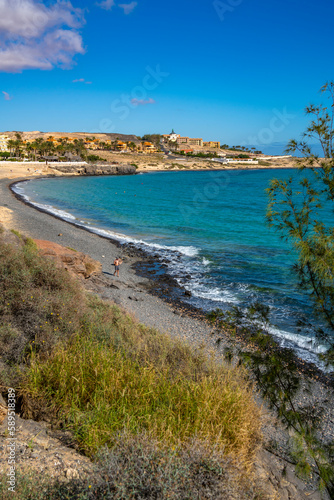 View of coastline near Castillo Caleta de Fuste, Fuerteventura photo