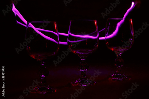 glass of wine on black background