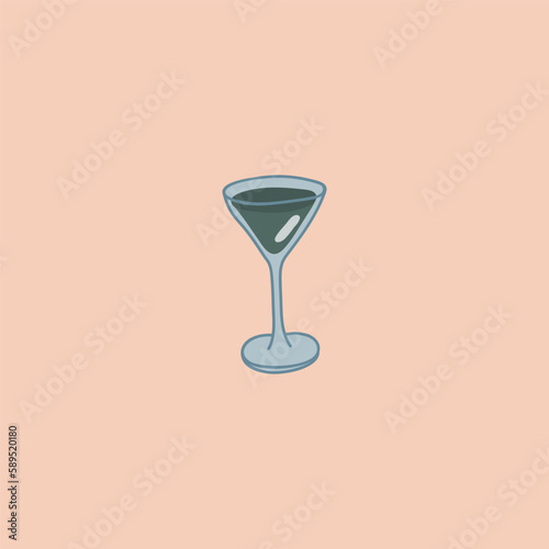 Wineglass. Martini flask. Champagne wineglass.