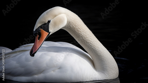 Bild auf Leinwand A graceful swan with elegant feathers and curved Generative AI