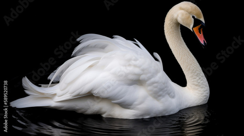 Obraz na plátně A graceful swan with elegant feathers and curved Generative AI
