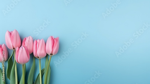 Tulip flowers background. Illustration AI Generative.