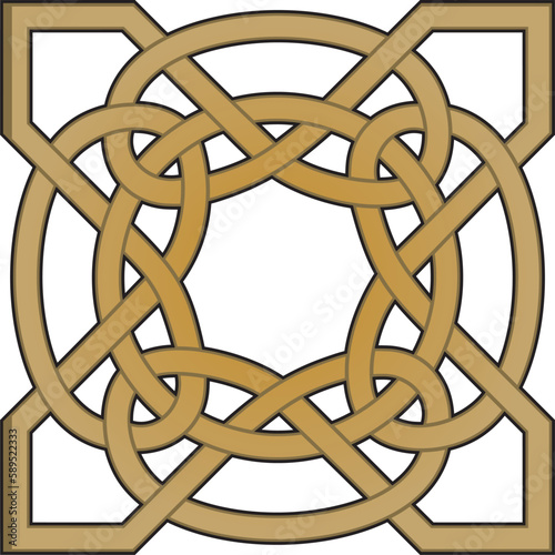 Vector gold celtic knot. Ornament of ancient European peoples. The sign and symbol of the Irish, Scots, Britons, Franks.
