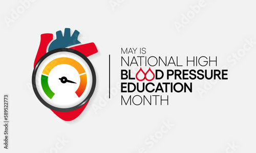 High Blood pressure (HBP) education month is observed every year in May. it is also called hypertension. vector illustration