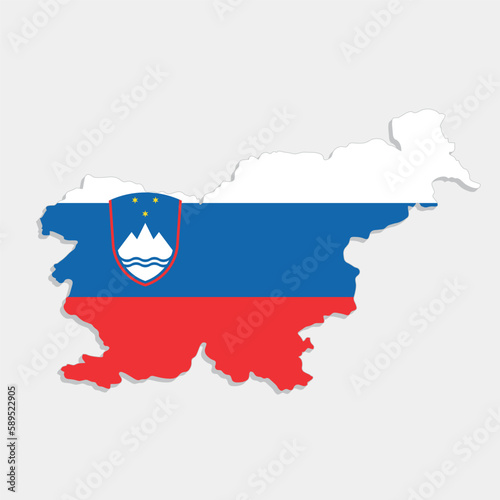 slovenia map with flag on gray background