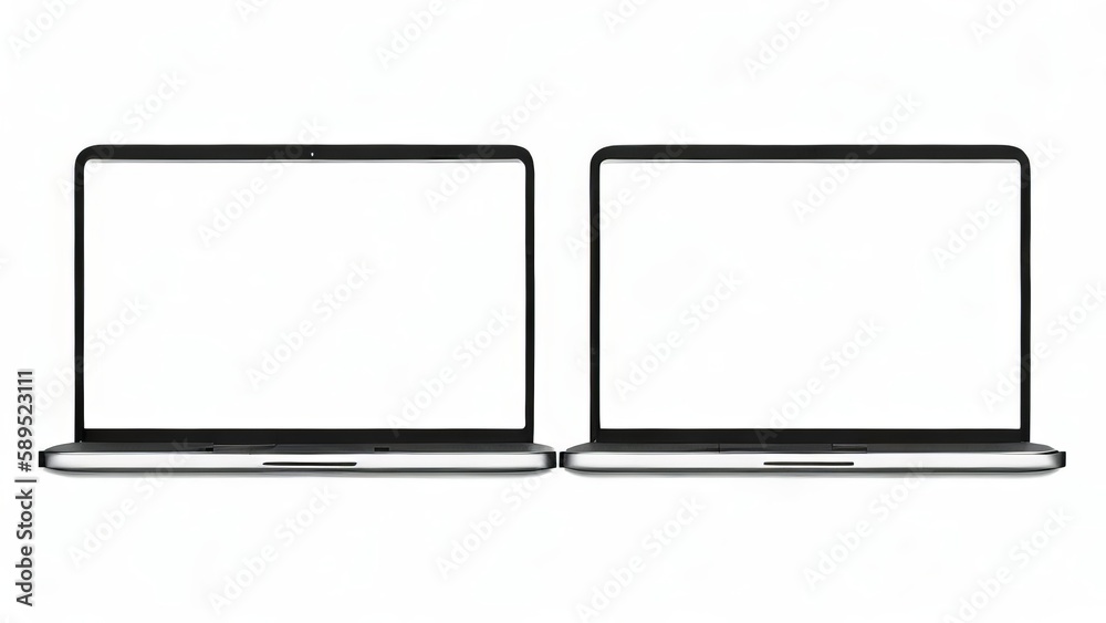 High-quality front view mockup of modern laptops on a white background. High-quality front view mockup of modern laptops on a white background.
