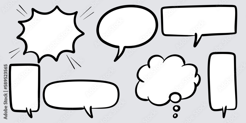 Fototapeta premium Doodle sketch style of speech bubbles hand drawn illustration. for concept design.