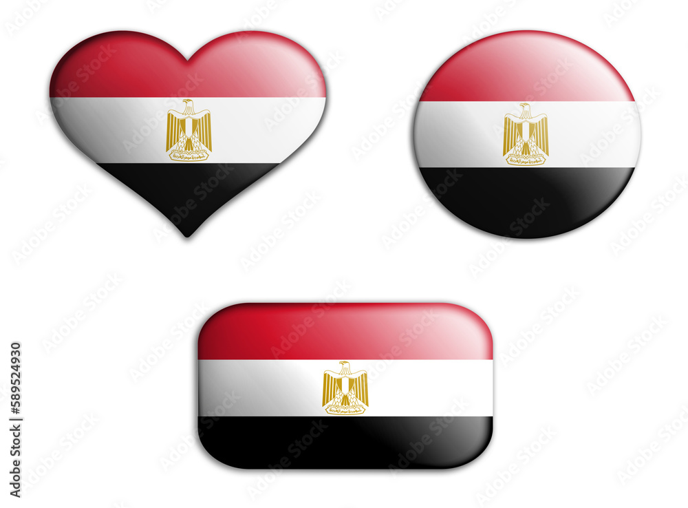 colorful national art flag of egypt figures bottoms on a white background . concept collage. 3d illustration. colorful national art flag of egypt figures bottoms on a white background . concept collage. 3d illustration.