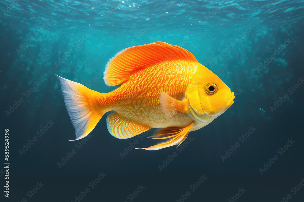 Naklejka premium Fish Design Element on a Solid Background: Perfect for Underwater-themed Projects and Decor