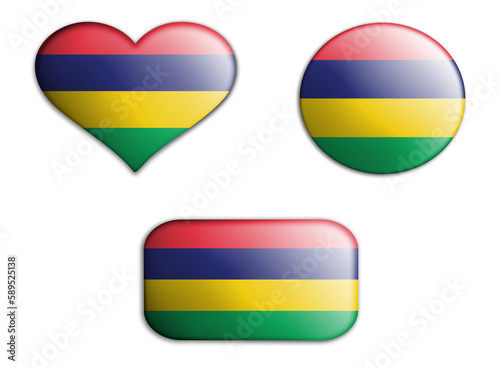 colorful national art flag of mauritius figures bottoms on a white background . concept collage. 3d illustration.