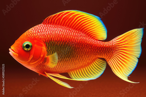 Fish Design Element on a Solid Background: Perfect for Underwater-themed Projects and Decor © Gabriele