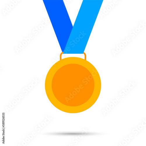 flat gold medal icon with shadow