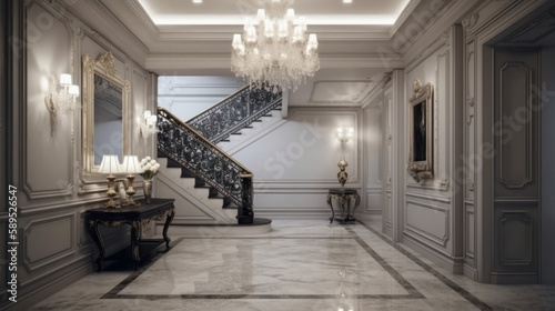 luxury elegance interior design of contemporary foyer entrance area daylight clean and clear interior element, image ai generate © VERTEX SPACE