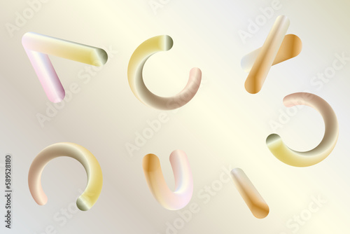 volumetric gradient geometric shapes on a light background. Abstract background, wallpaper