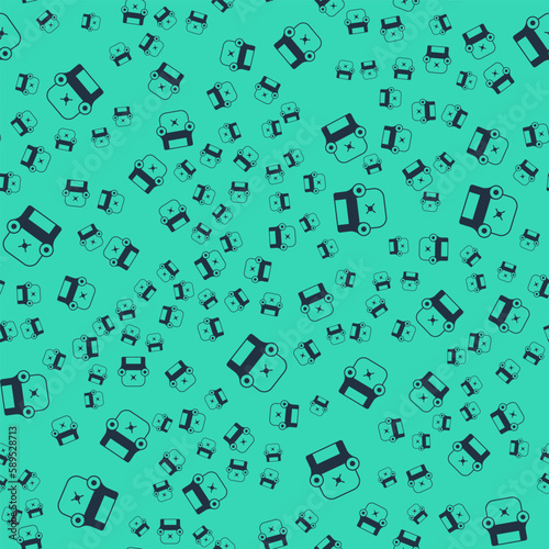 Black Armchair icon isolated seamless pattern on green background. Vector