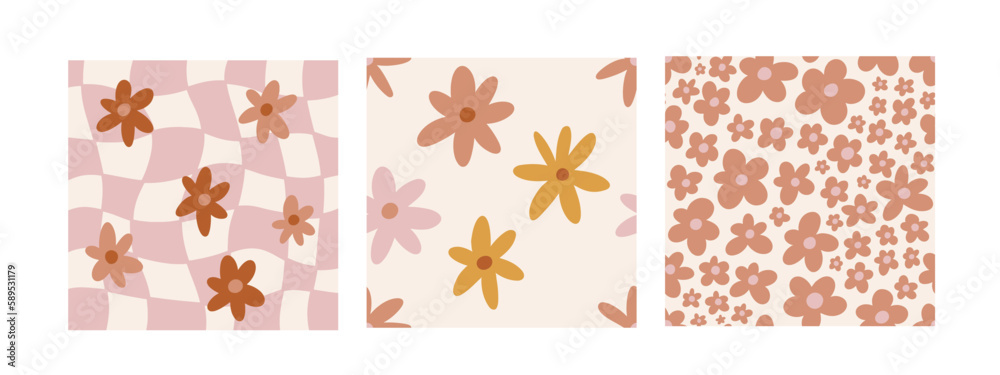 Cool Abstract Groovy Flower Patterns Y2k Style. Cool Abstract Groovy Flower Patterns Y2k Style.