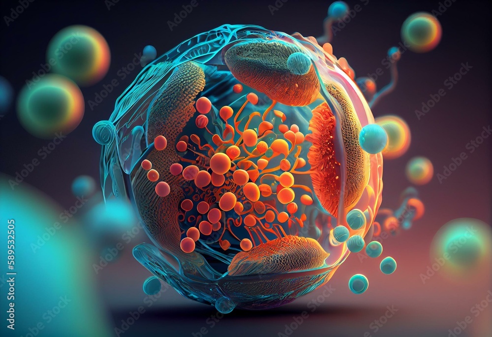 Lipid nanoparticle siRNA delivery system, 3D illustration. Generative ...