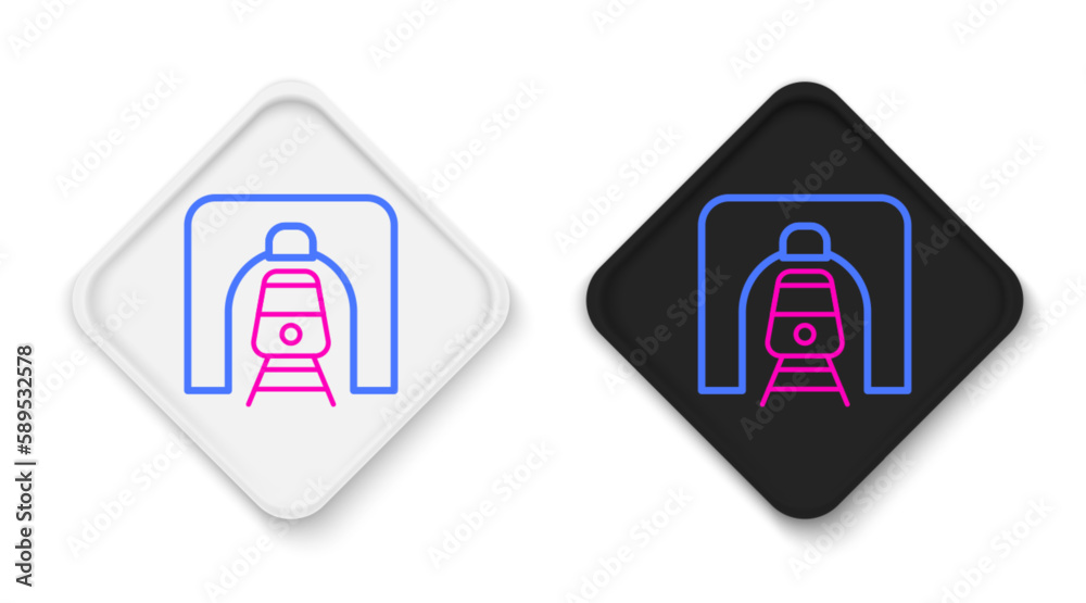 Line Train in railway tunnel icon isolated on white background. Railroad tunnel. Colorful outline concept. Vector Line Train in railway tunnel icon isolated on white background. Railroad tunnel. Colorful outline concept. Vector