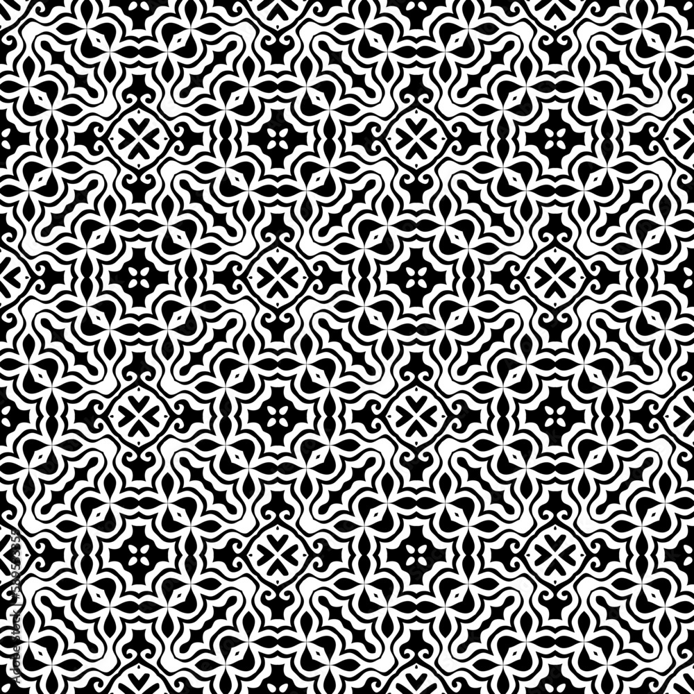 black and white seamless pattern repeated design ornament decoration floral flower damask style geometric elements tile texture textile fabric vector illustration black and white seamless pattern repeated design ornament decoration floral flower damask style geometric elements tile texture textile fabric vector illustration