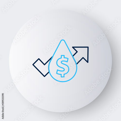 Line Oil price increase icon isolated on white background. Oil industry crisis concept. Colorful outline concept. Vector