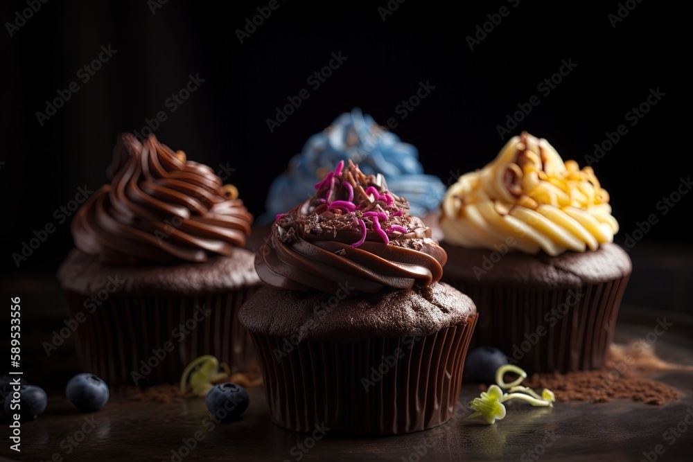 High end delicious cupcakes, made with generative ai High end delicious cupcakes, made with generative ai