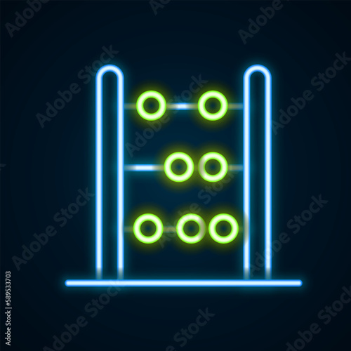 Glowing neon line Abacus icon isolated on black background. Traditional counting frame. Education sign. Mathematics school. Colorful outline concept. Vector
