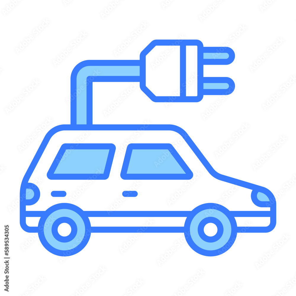 Vehicle with plug denoting eco car vector in modern style, electric car icon