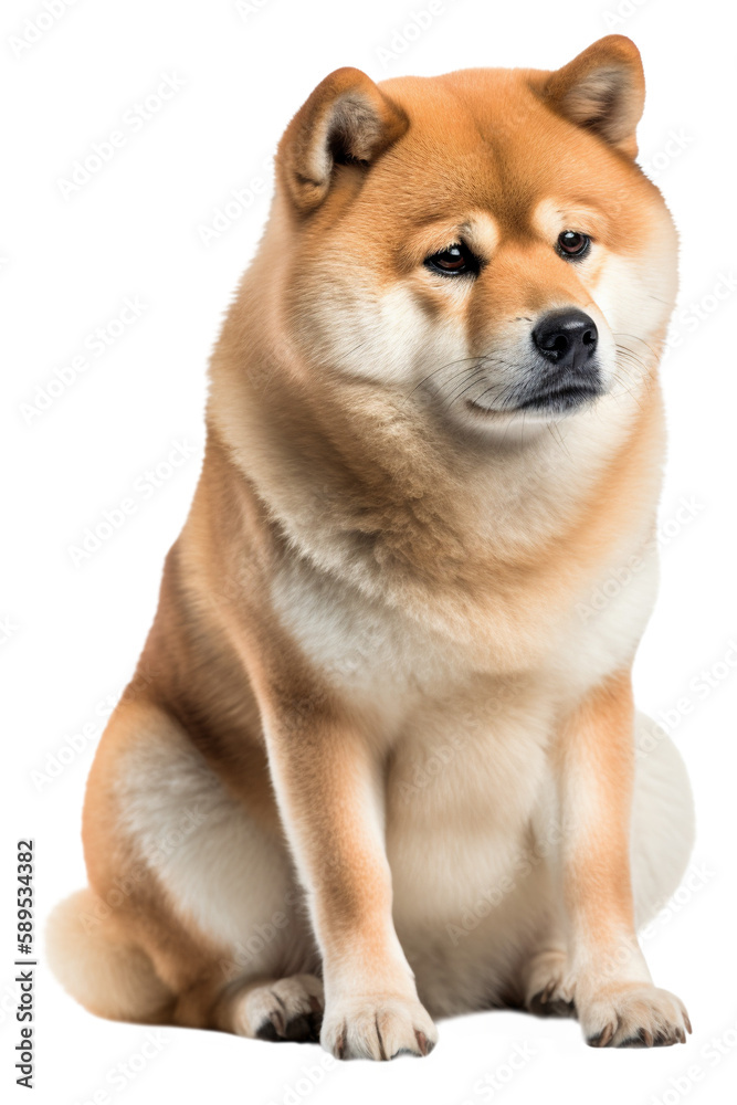 Sad sitting Shiba Inu dog on transparent background	. Generative AI	
