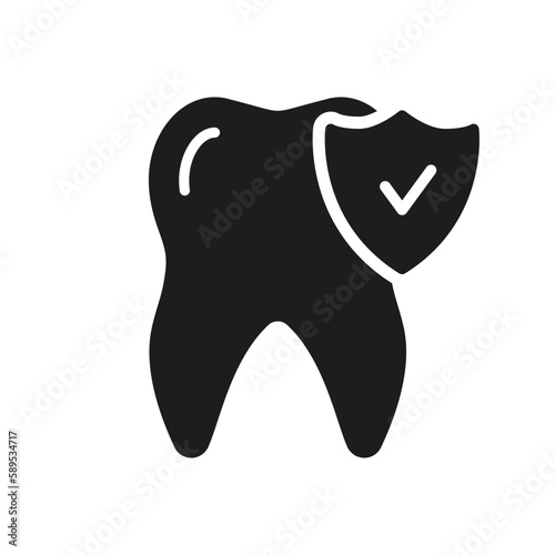 Teeth Protection and Hygiene Silhouette Icon. Medical Oral Care. Dental Insurance Glyph Pictogram. Tooth Defense. Dental Treatment Solid Sign. Dentistry Symbol. Isolated Vector Illustration