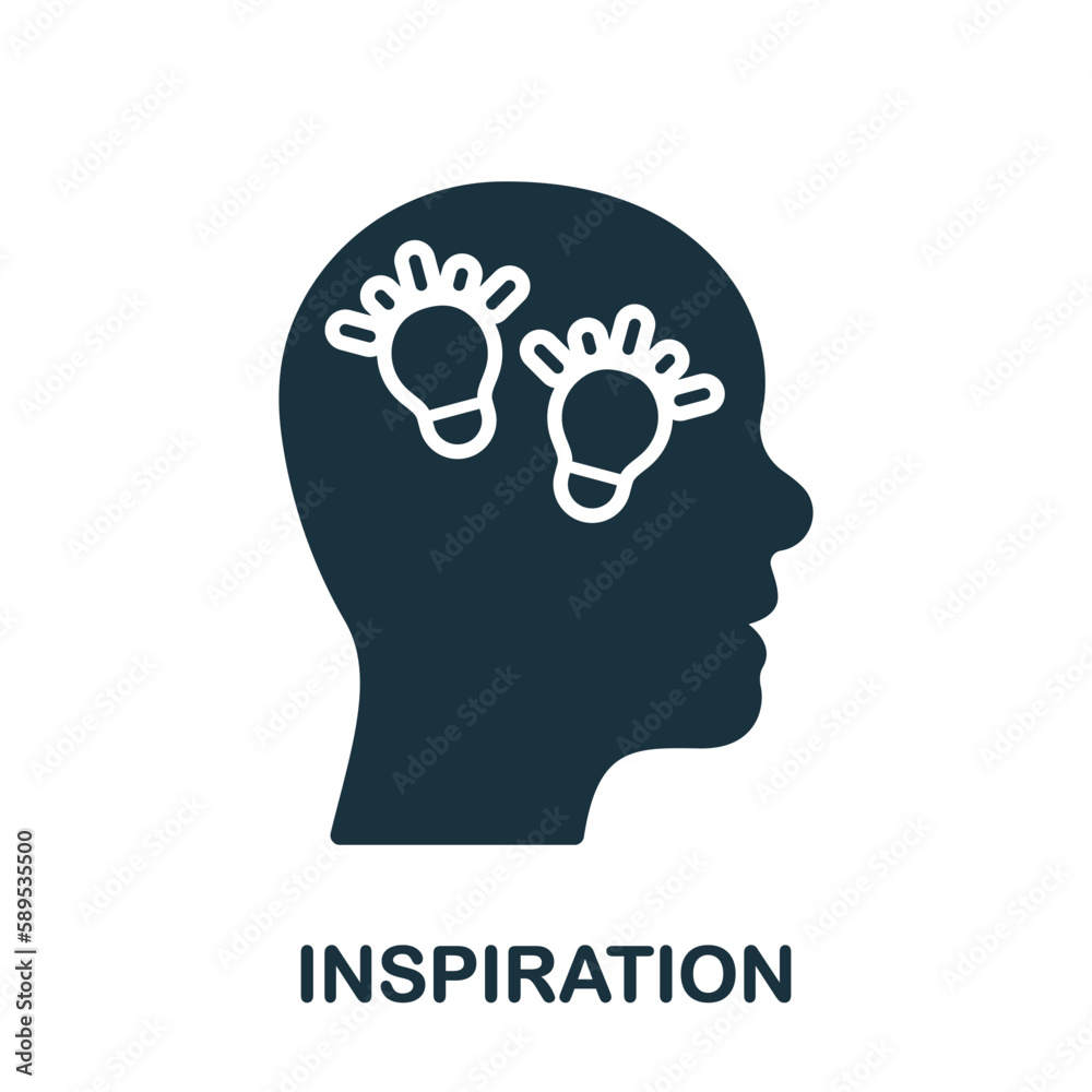 Inspiration, Creative Thinking Silhouette Icon. Lightbulb in Human Head Solid Sign. Mind Intellectual Process, Brainstorming Symbol. Innovation Idea Glyph Pictogram. Isolated Vector Illustration