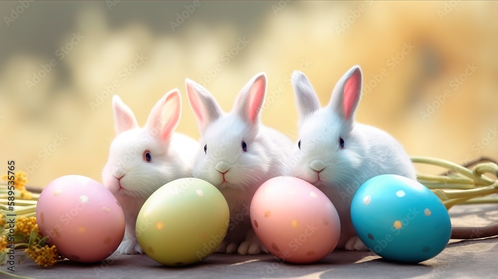 Easter Delight: Fluffy Bunny and Colorful Eggs
Generative AI