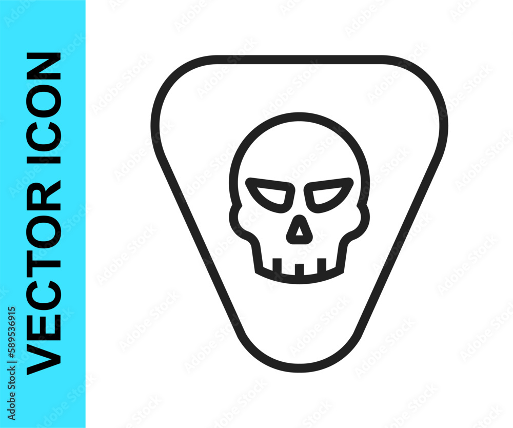 Black line Guitar pick icon isolated on white background. Musical instrument. Vector Black line Guitar pick icon isolated on white background. Musical instrument. Vector