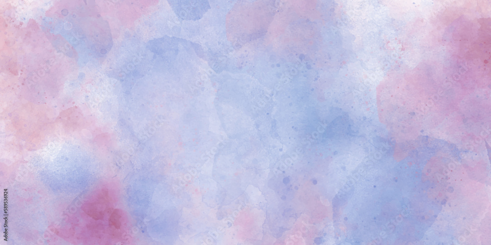 Abstract seamless blue and pink watercolor texture background. blue sky and blue,pink and white watercolor background with abstract cloudy sky concept for the space background.	
