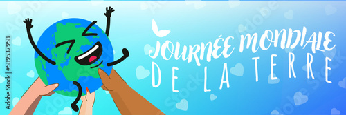 Célébration du Jour de la Terre, 22 avril. Des éco-citoyens portent la planète comme une star 