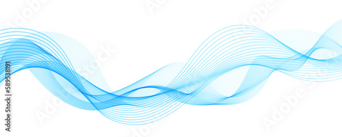 Abstract Background with Transparent Light Blue Wave Line on White Backdrop. Creative Line Art for Design of Covers, Banners, Flyers, Landing Pages.