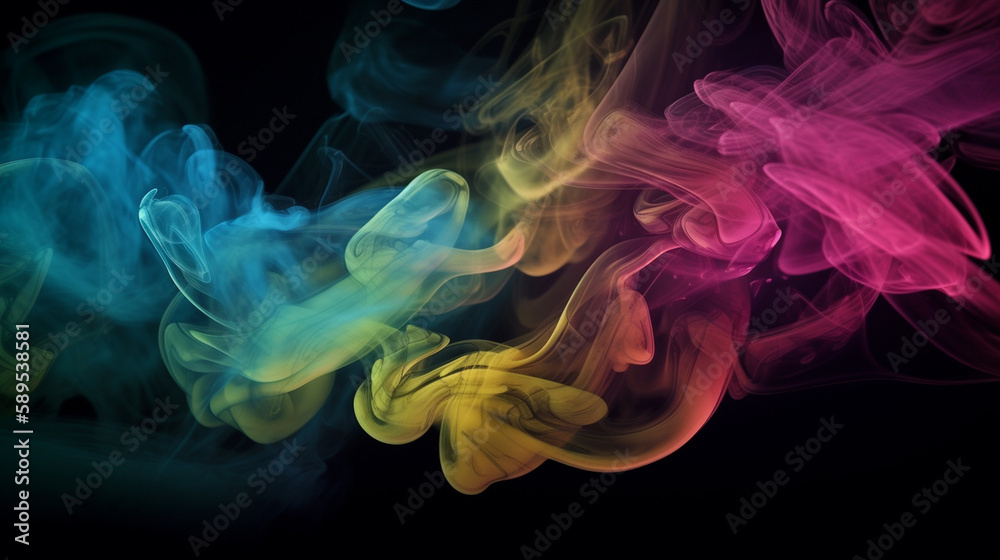Obraz premium colored smoke on a black background. selective focus, art Generative AI,