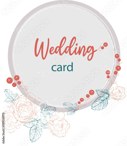 Wedding card vintage delicate roses decor vector design