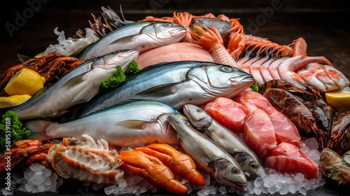 Fresh seafood. Generative ai.