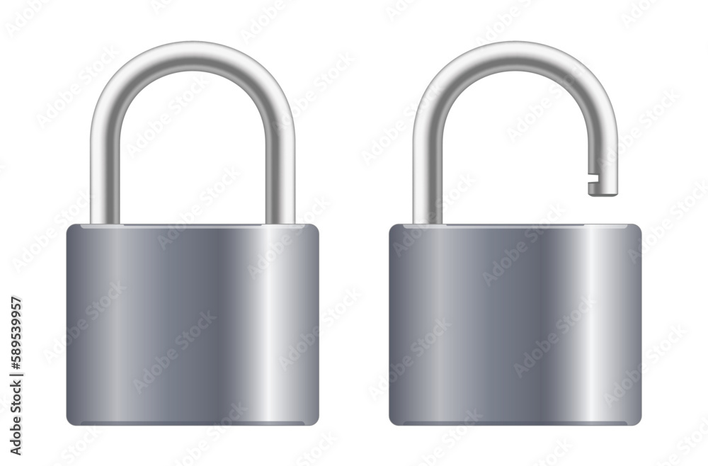 Realistic closed padlock for protection privacy isolated on white background. Vector. Realistic closed padlock for protection privacy isolated on white background. Vector.