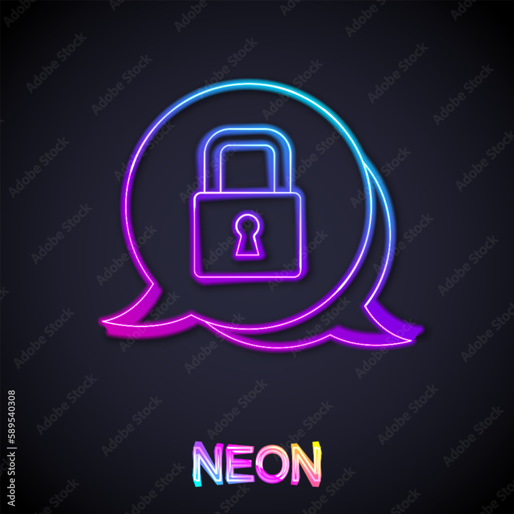 Glowing neon line Lock icon isolated on black background. Padlock sign. Security, safety, protection, privacy concept. Vector Glowing neon line Lock icon isolated on black background. Padlock sign. Security, safety, protection, privacy concept. Vector