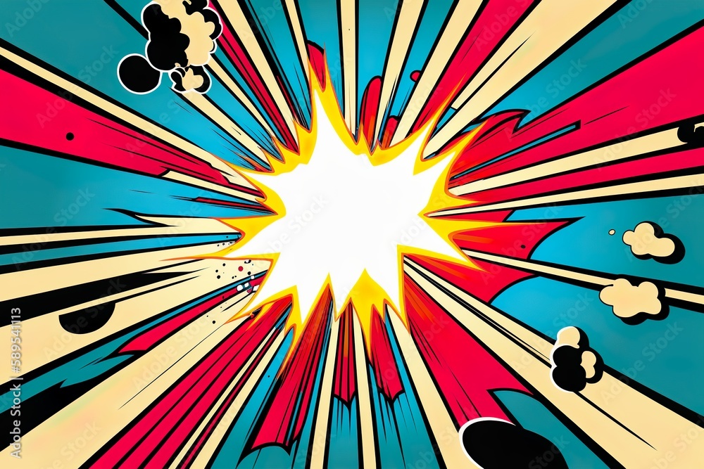Colorful Pop Art Comic Book Explosion with Radiant Radial Lines ...